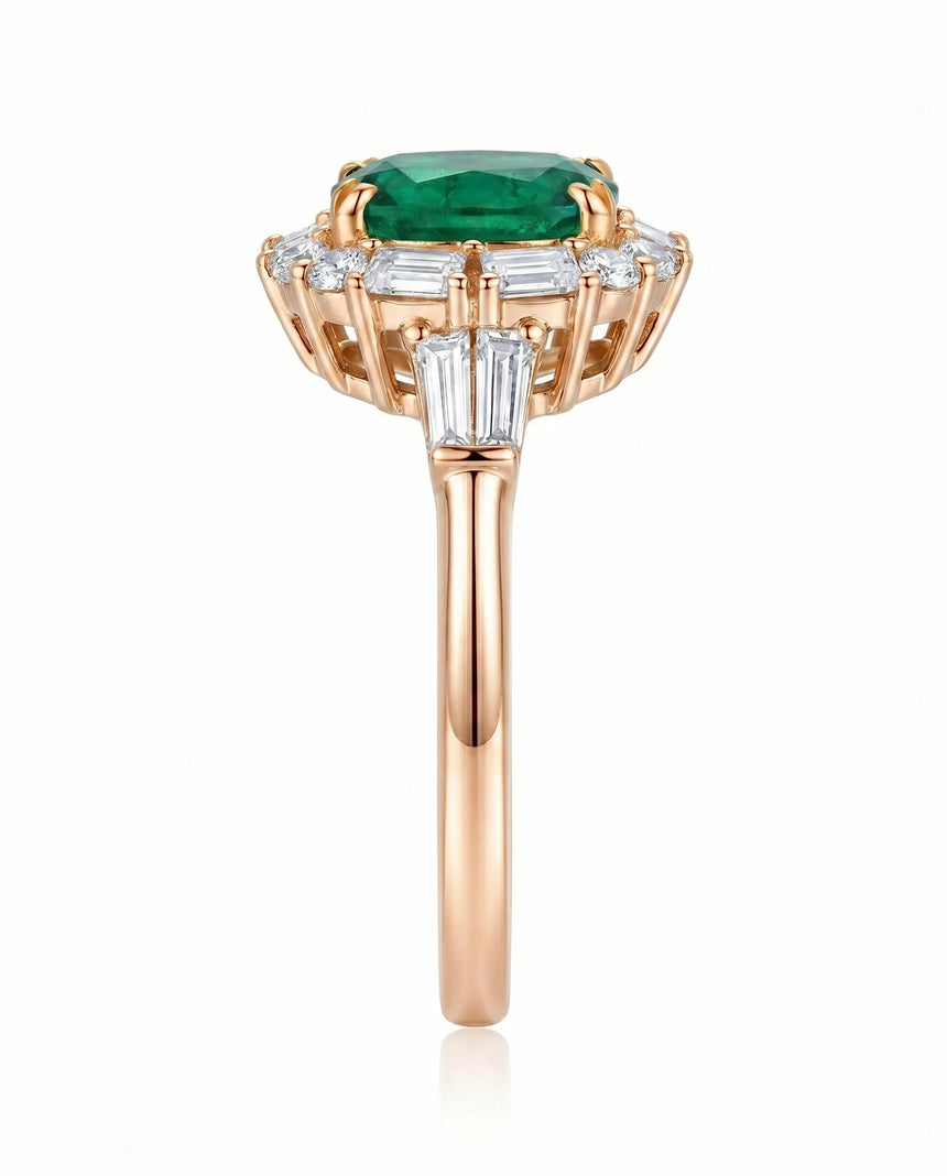 1 carat cushion emerald ring in 18K rose gold | SARATTI