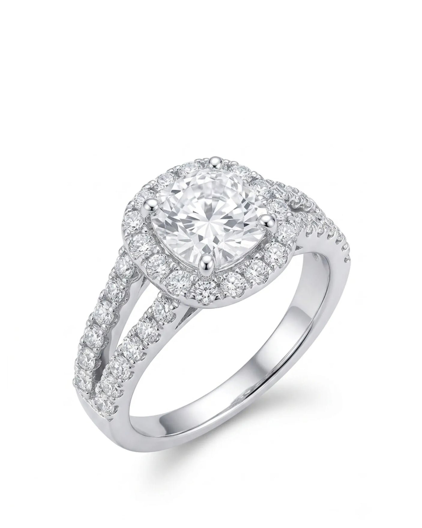 Erica • 2-carat Cushion Moissanite Ring in White Gold
