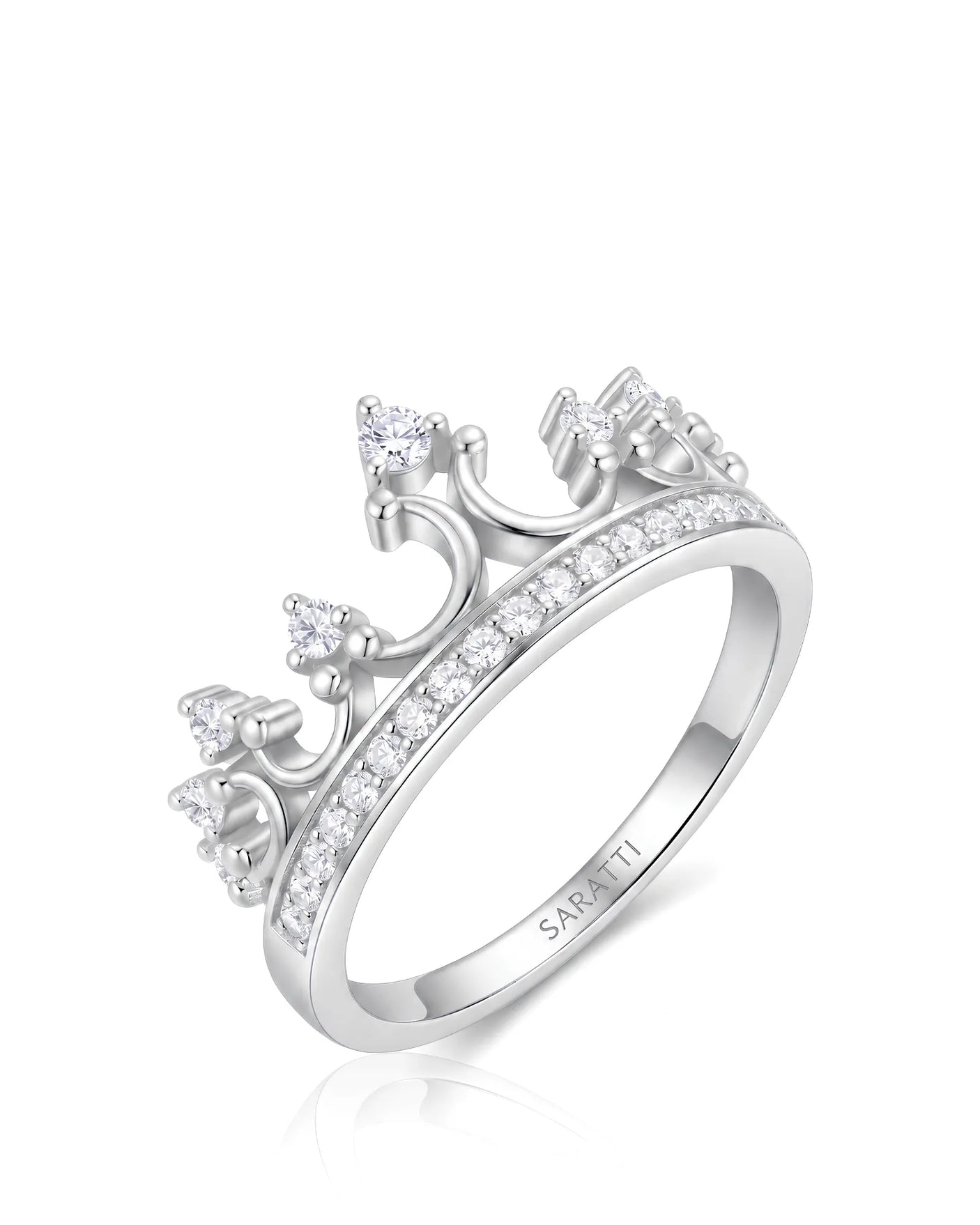Tiara Wedding Band with Diamonds in White Gold