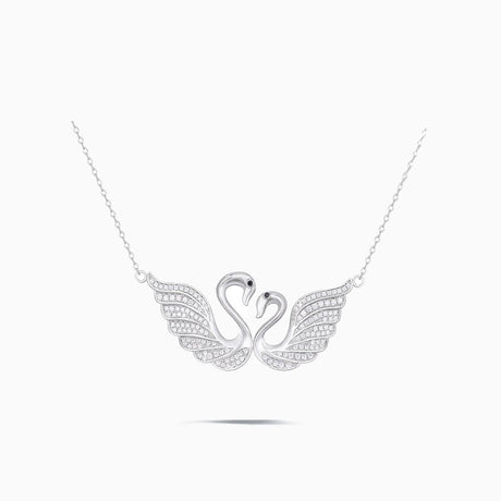  Twin Silver Swans Pendant Necklace | Saratti 