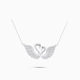  Twin Silver Swans Pendant Necklace | Saratti 