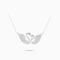 Twin Swans Pendant Necklace