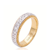 Two Tone Wedding Band Women's with Diamonds