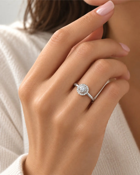 CARI – Natural Round Diamond Vintage Halo Ring