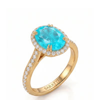 Solenne Halo – Oval Paraiba Tourmaline Diamond Ring Setting