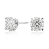Four-Prong Round Brilliant Lab-Grown Diamond Stud Earrings in Platinum (3.00 ct. tw.)