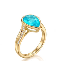 Aveline Vow – Pear Paraiba Tourmaline Diamond Bypass Ring Setting