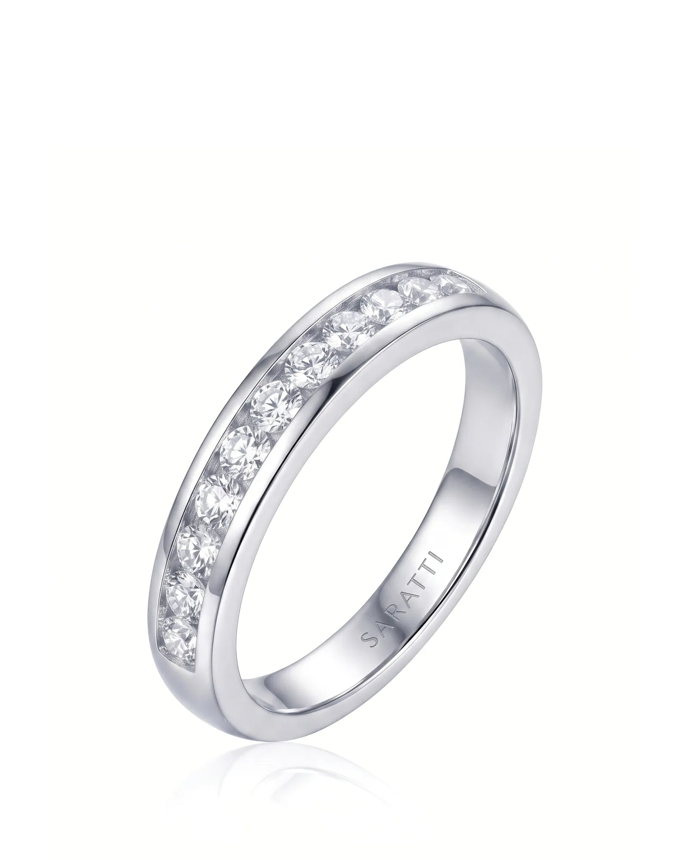 Channel Set Wedding Band in White Gold