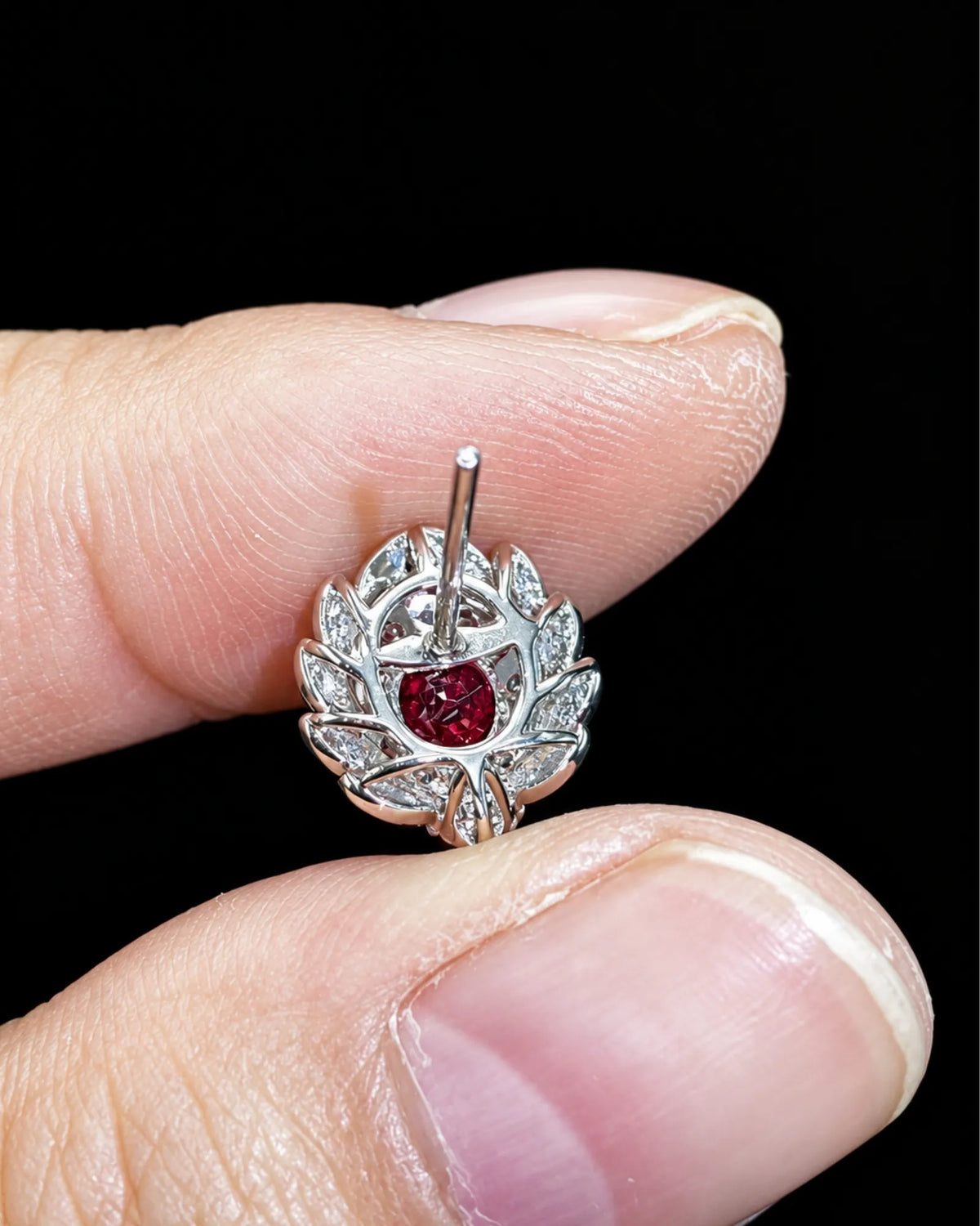 LAVINIA - Ruby Diamond Blossom Stud Earrings