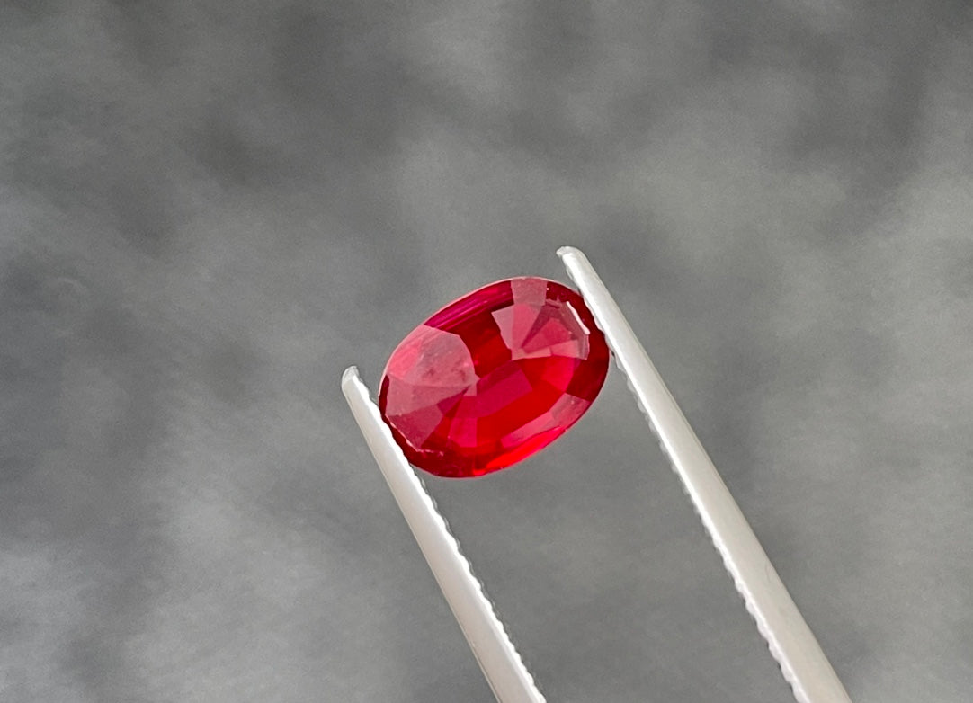 2.02-carat Oval Cut Unheated Vivid Red Ruby - GRS Certified