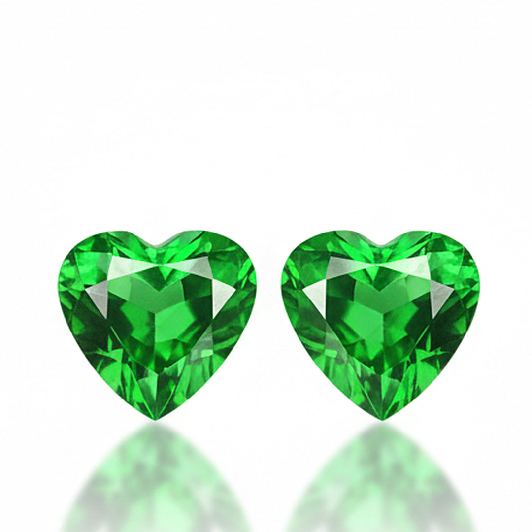 2.05 carats Natural Tsavorite Gemstone Matched Pair – Heart Shape | 6.10 × 6.64 × 3.63 mm & 6.09 × 6.61 × 3.75 mm