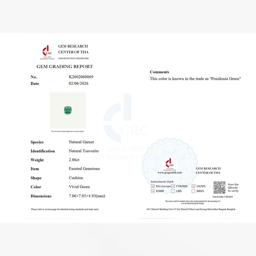 2.06 carat Natural tsavorite showing bright green tone | SARATTI  