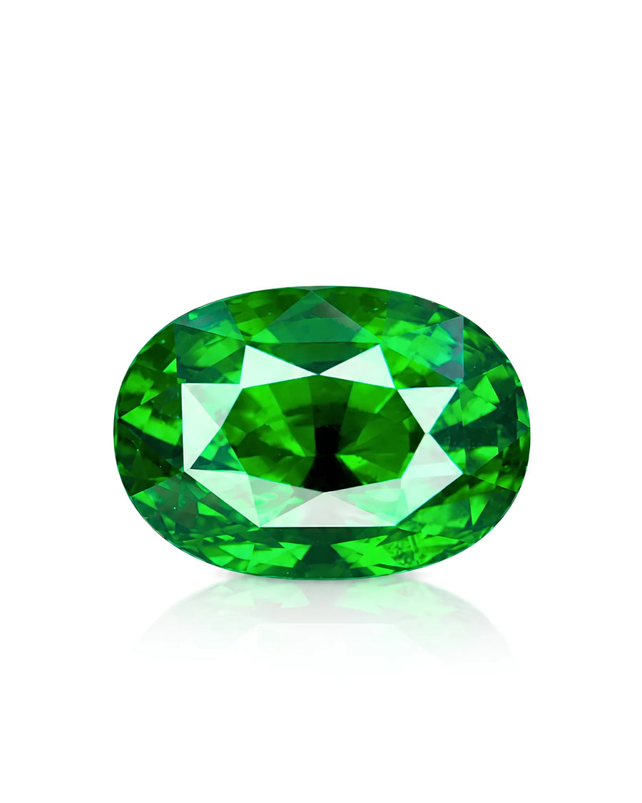 2.06 ct Natural Tsavorite Garnet oval loose gemstone main view in vivid green | SARATTI