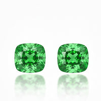 2.09 carats Natural Tsavorite Gemstone Matched Pair – Cushion Shape | 5.51 × 5.09 × 3.58 mm & 5.66 × 5.07 × 4.18 mm