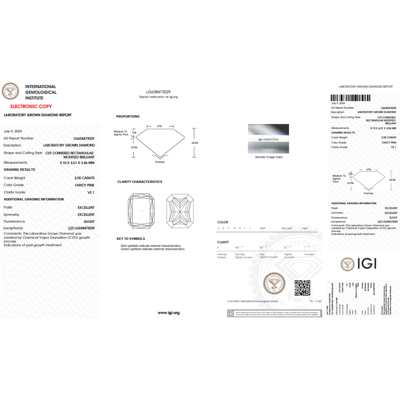 Lab Certificate for Fancy Pink Diamond Radiant Cut | Saratti Diamonds