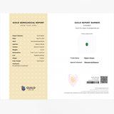 2.14 carat cushion cut tsavorite held in tweezers