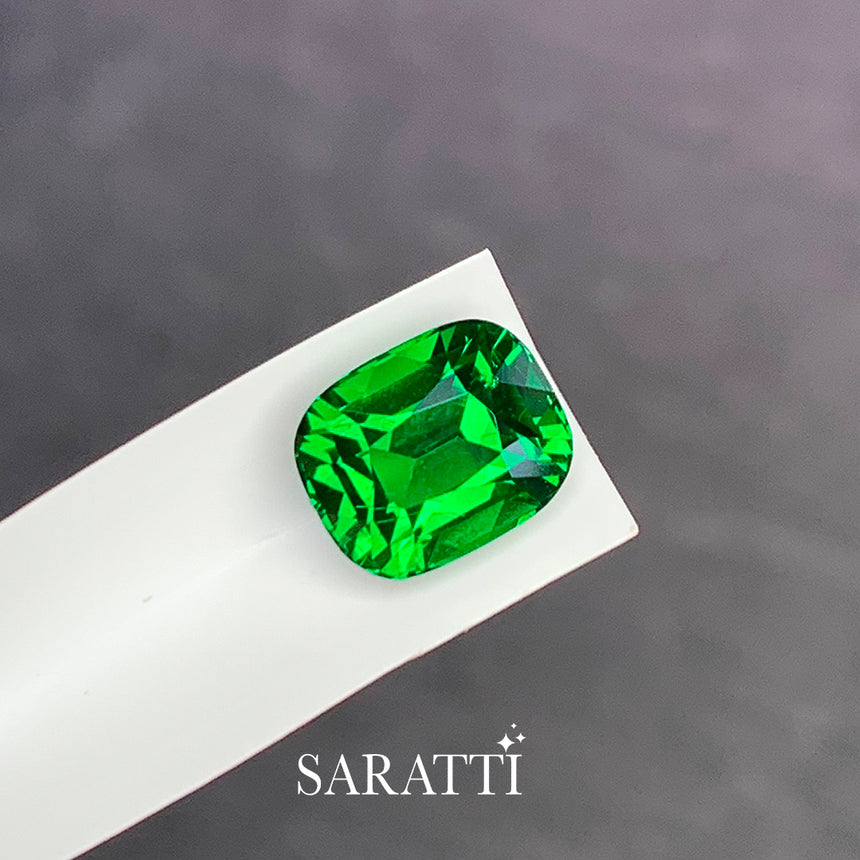 2.14 carat green tsavorite loose stone cushion shape