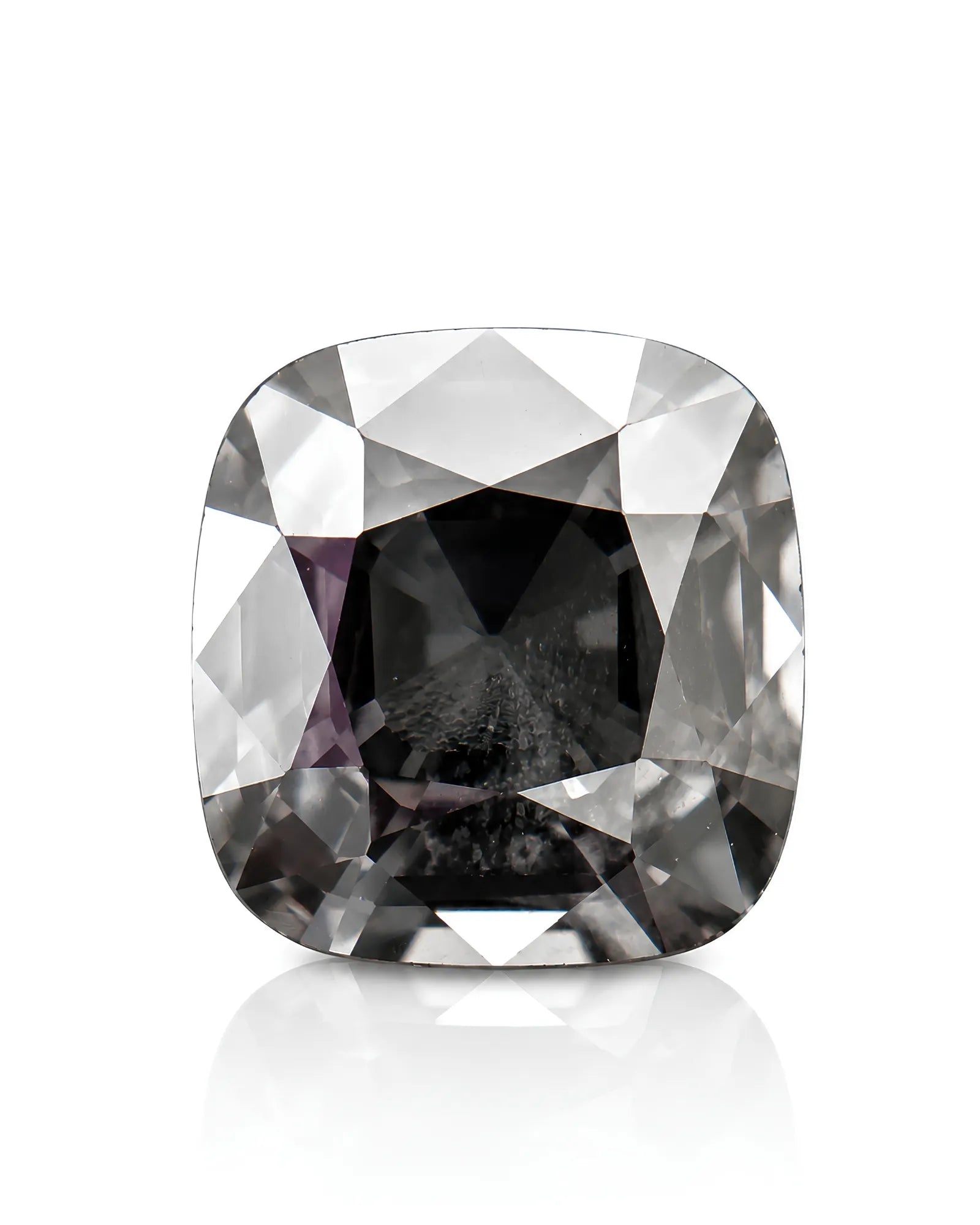 2.2ct Natural Burmese Metallic Gray Spinel cushion front view | SARATTI