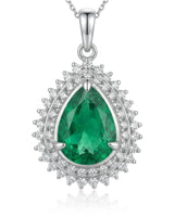 2.35ct green emerald pear pendant surrounded by brilliant diamonds in PT900 platinum - SARATTI