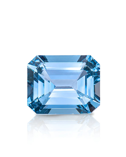2.38ct Natural Santa Maria Aquamarine emerald cut front view | SARATTI