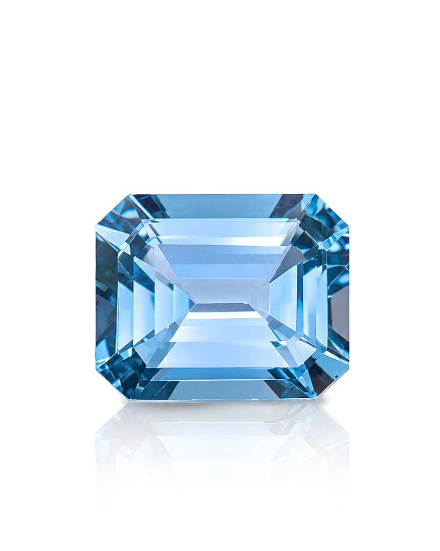 2.38ct Natural Santa Maria Aquamarine emerald cut front view | SARATTI