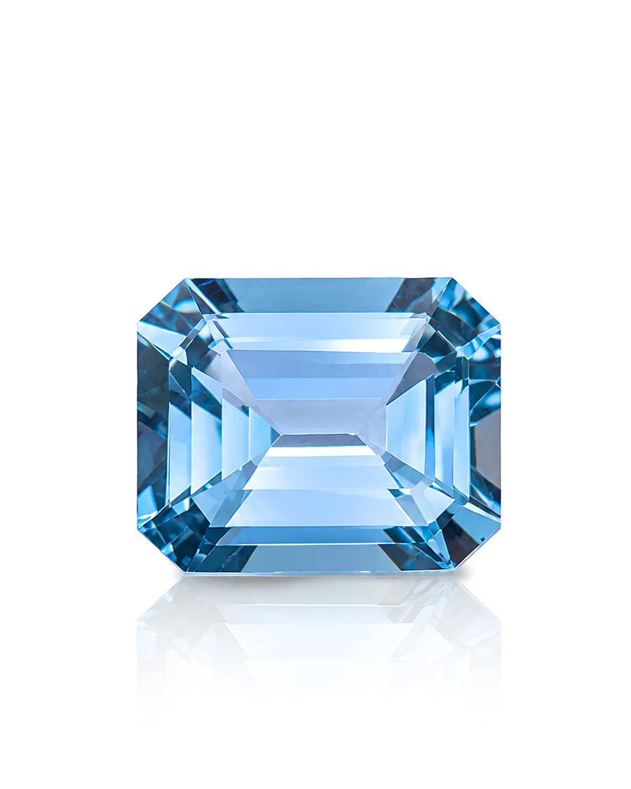 2.38ct Natural Santa Maria Aquamarine emerald cut front view | SARATTI