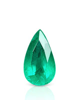 2.40ct Natural Emerald pear cut main face-up view in vivid green | SARATTI