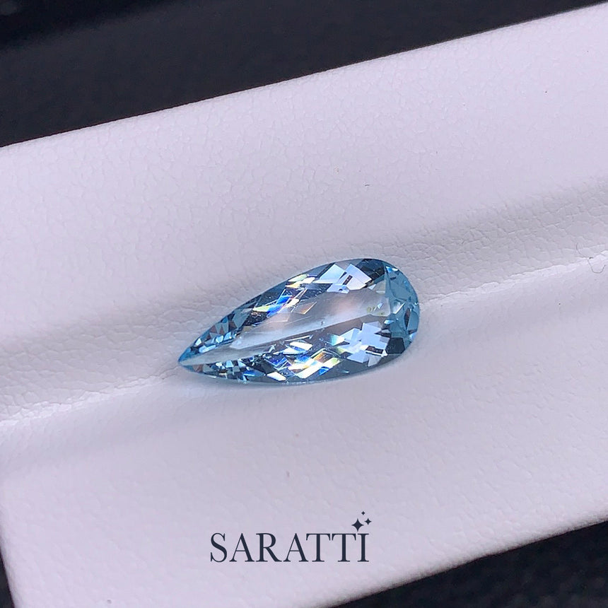 2.45 Carat Pear Shape Santa Maria Aquamarine Gemstone