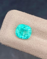 2.54ct Natural Emerald Cushion showing green colour and Modified Brilliant facet reflections | SARATTI