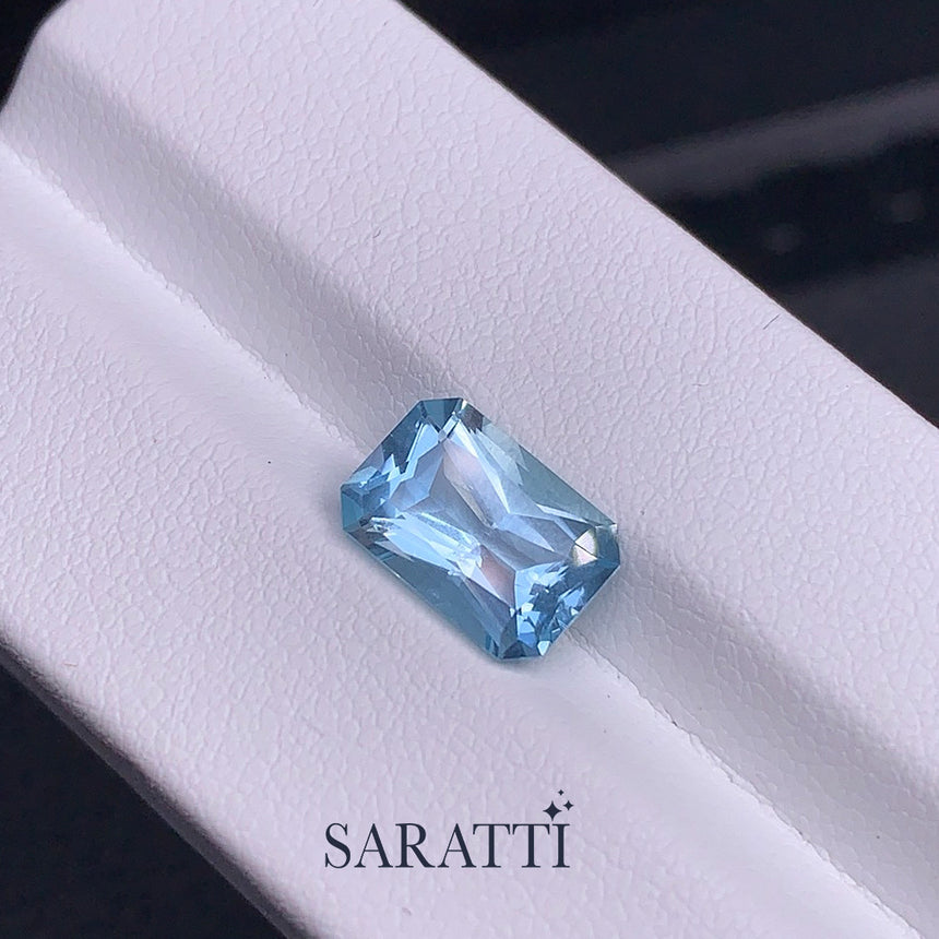 2.56 Carat Radiant Cut Santa Maria Aquamarine Gemstone