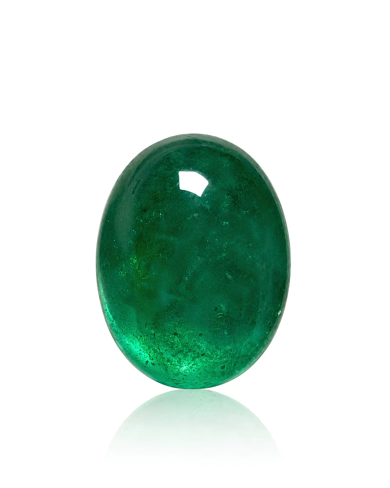 2.5ct Natural Emerald oval cabochon main view in vivid green | SARATTI