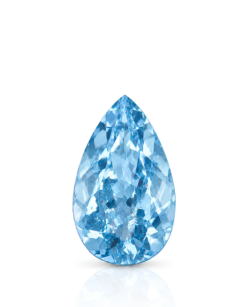 2.62ct Natural Exceptional Santa Maria Aquamarine pear cut front view | SARATTI