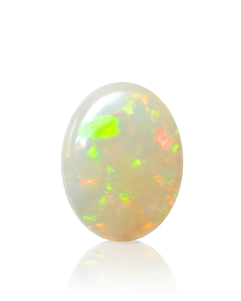 2.64ct Natural Ethiopian White Opal oval cabochon front view | SARATTI