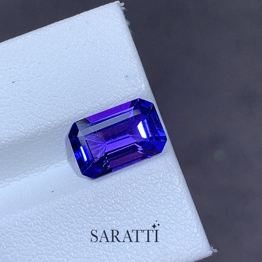 2.85 Carat Tanzanite Emerald Cut Shape Gemstone