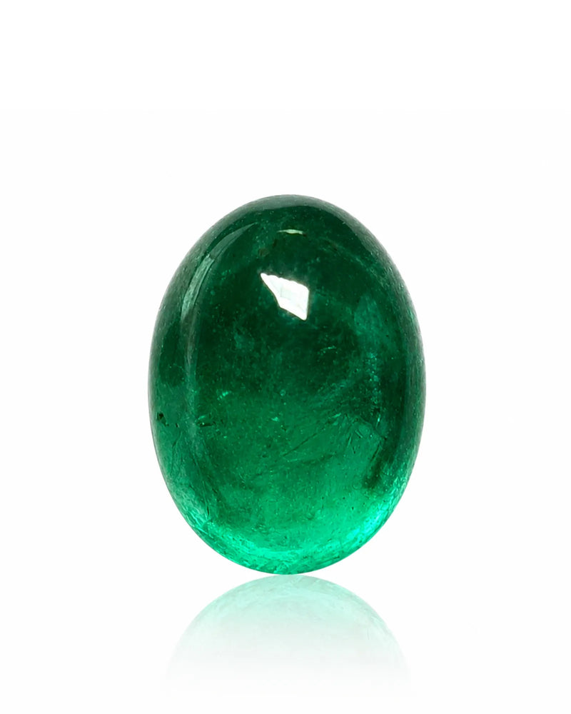 2.86ct Natural Emerald oval cabochon main view in vivid green | SARATTI