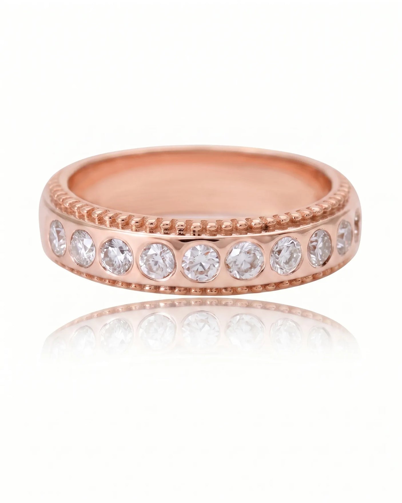 Two Tone Wedding Band Women's with Diamonds