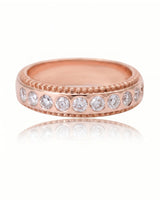 Two Tone Wedding Band Women's with Diamonds