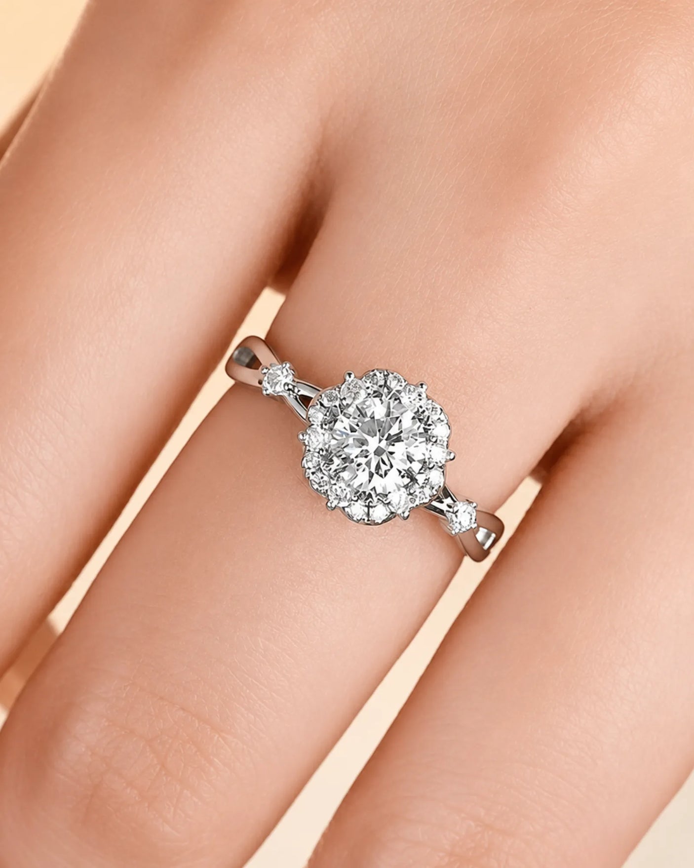 Emory – Eternal Presence Natural Round Diamond Halo Ring