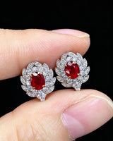 LAVINIA - Ruby Diamond Blossom Stud Earrings