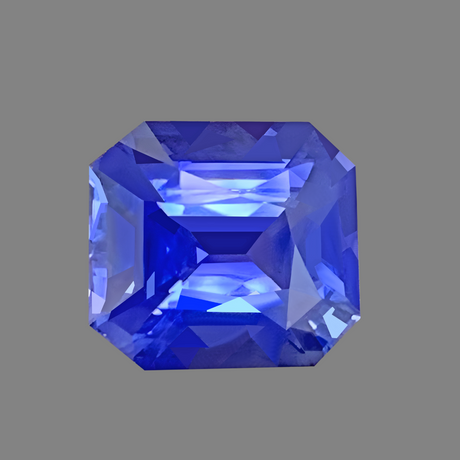 6.06 cts Unheated Emerald Cut Cornflower Blue Sapphire Gemstone | GRS Certified | Saratti 