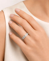 Art Nouveu Wedding Band with Diamonds Yellow Gold