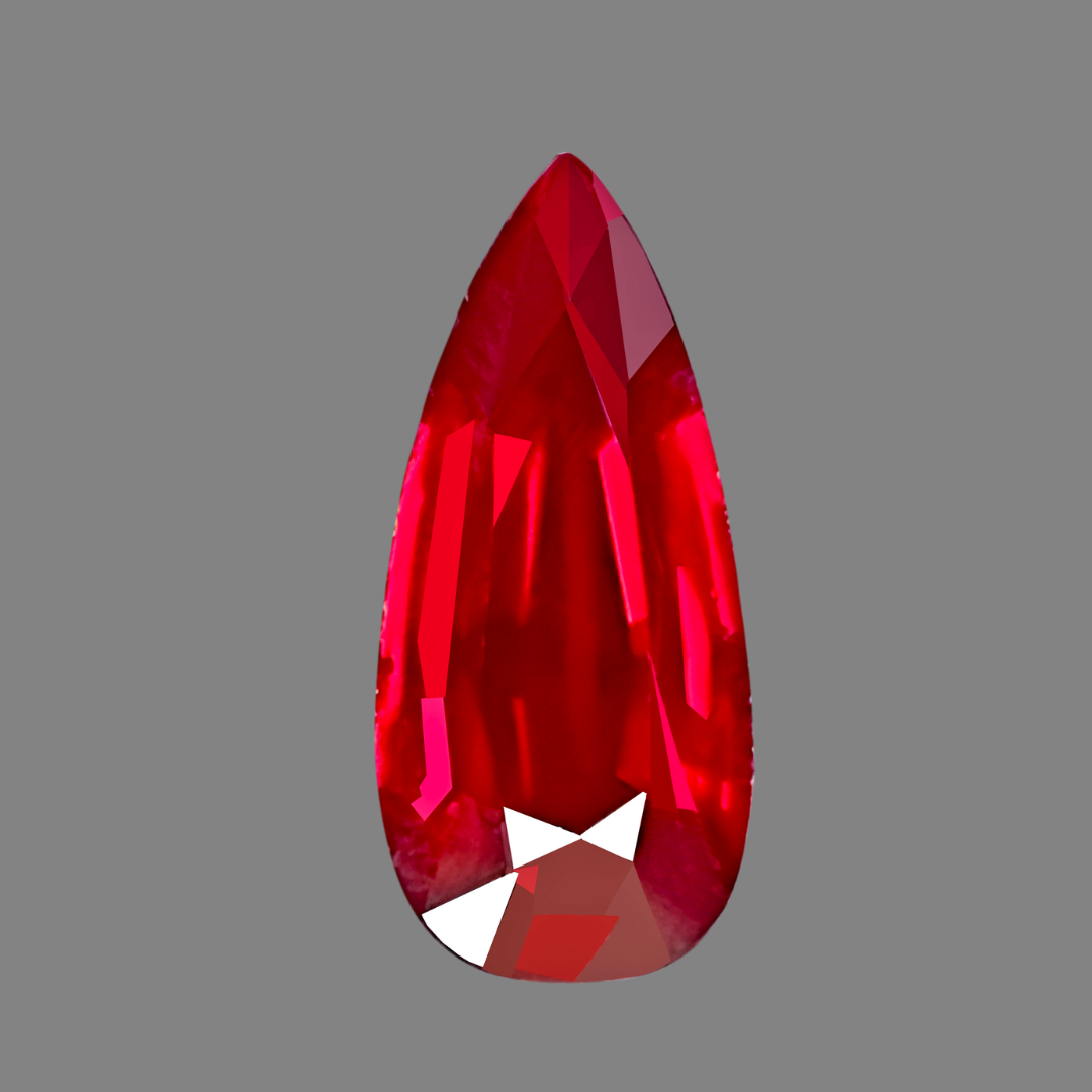 Pear Cut Unheated Pigeon Blood Red Natural Ruby Gemstone | Saratti Jewelry