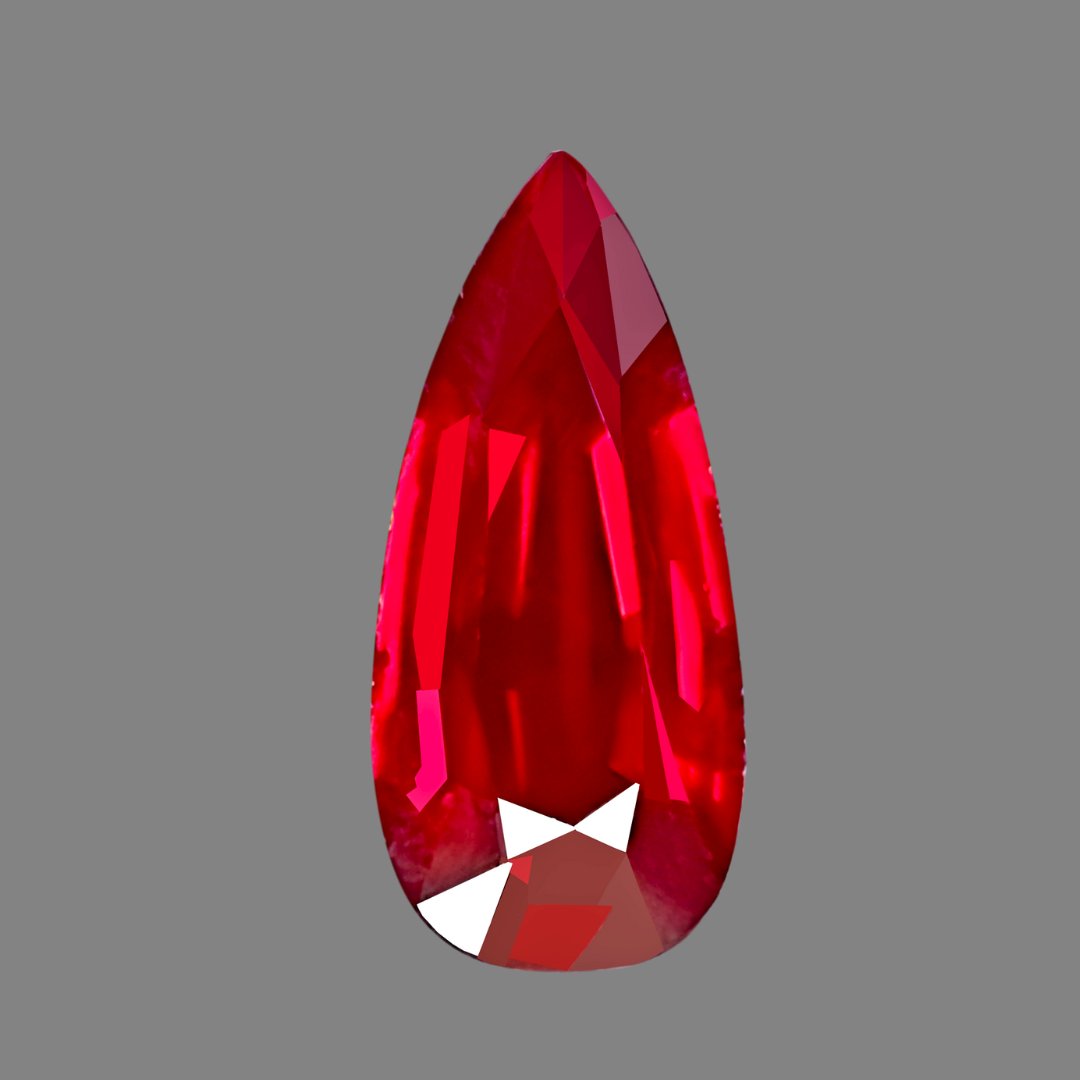 3.02 cts Pear Cut Unheated Natural Ruby Gem | GRS Certified