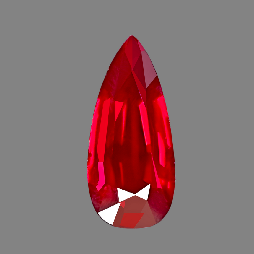 Pear Cut Unheated Pigeon Blood Red Natural Ruby Gemstone | Saratti Jewelry
