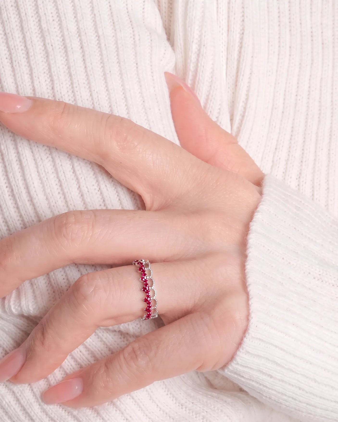The Ember Tiara- Red Diamond Vintage-Inspired Yellow Gold Band