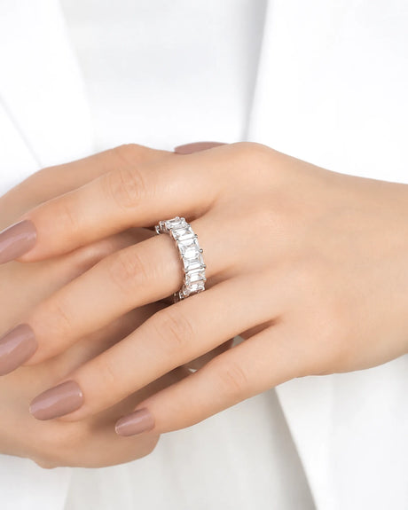 Emerald Cut Eternity Band in White Gold