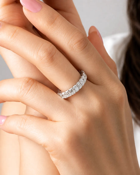 Radiant Cut Diamond Eternity Platinum Band