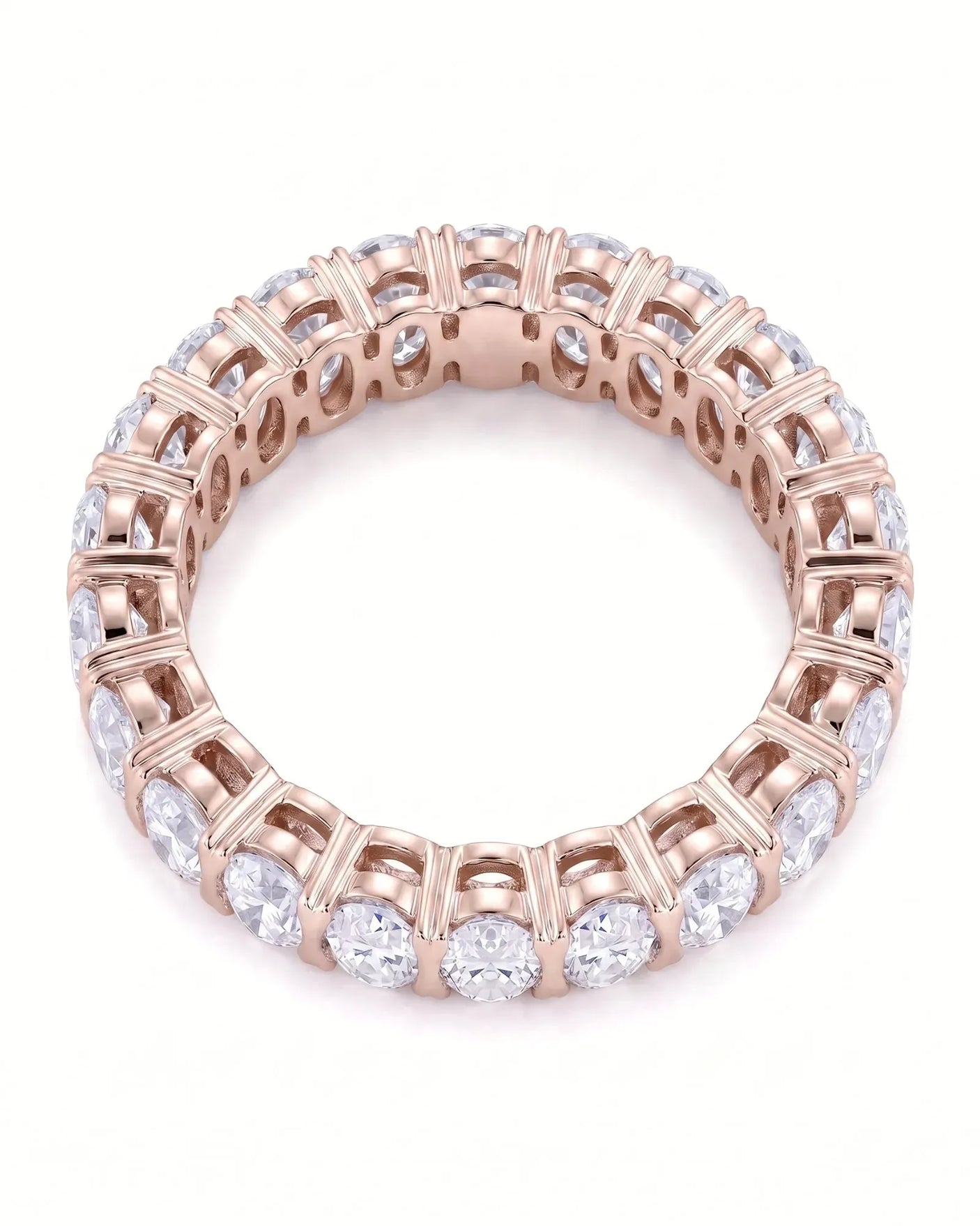 Oval Wedding Band in White Gold Prong Set