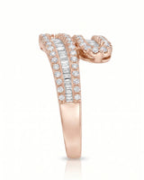 Baguette and Round Diamond Band in White Gold