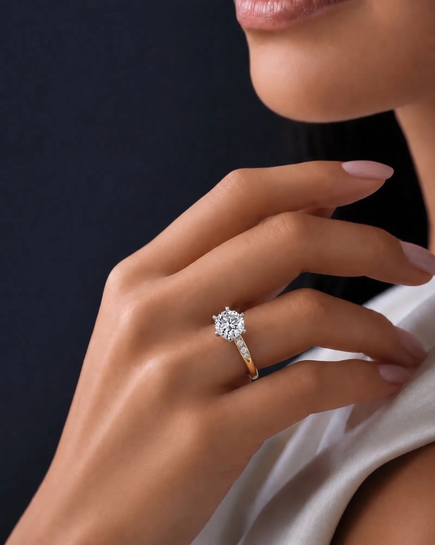 Dakota – Natural Round Diamond Two-Tone Six-Prong Engagement Ring